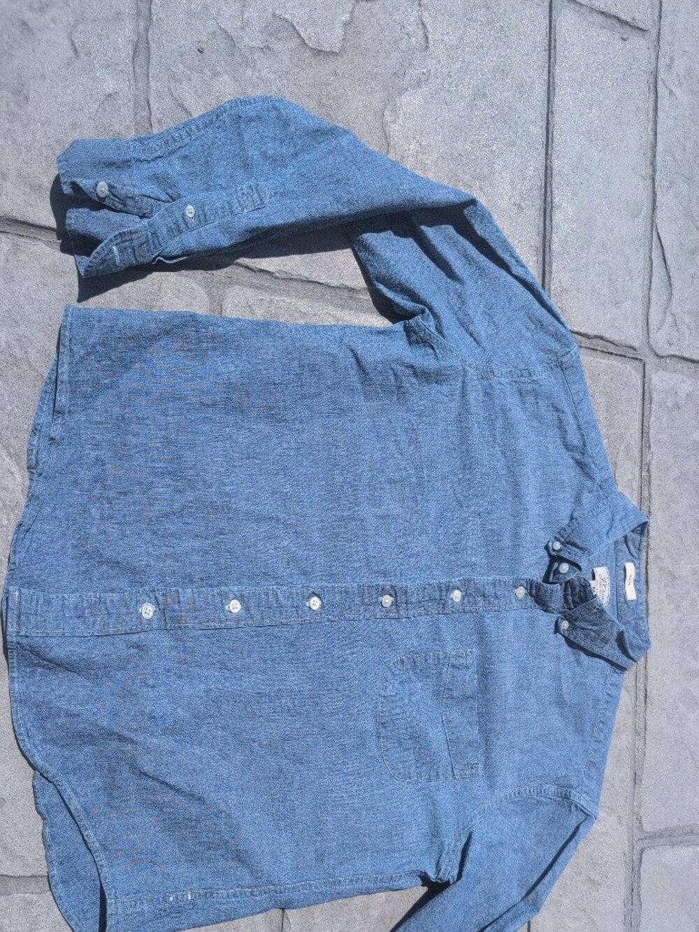 J Crew Organic Cotton Blue Chambray Shirt - M Slim